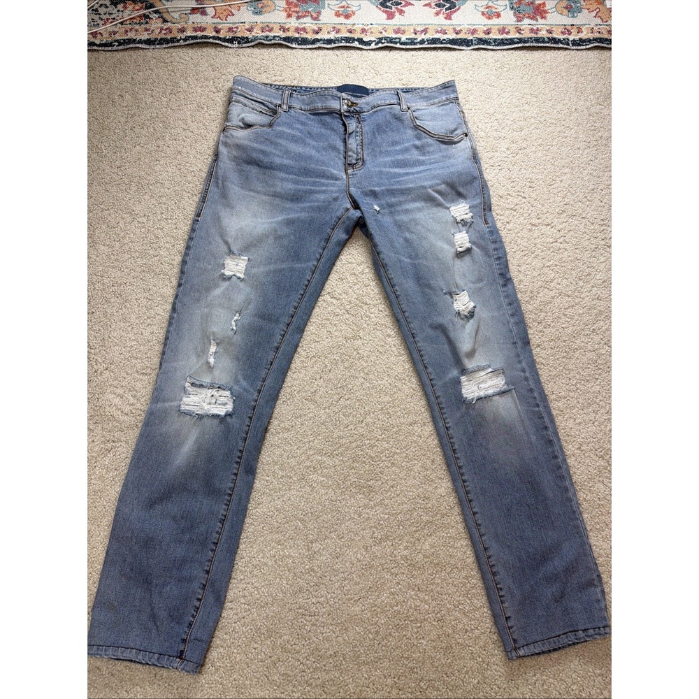 Ermanno Scervino Distressed Jeans Mens IT 52 US 36 Light Wash Ripped Denim Italy